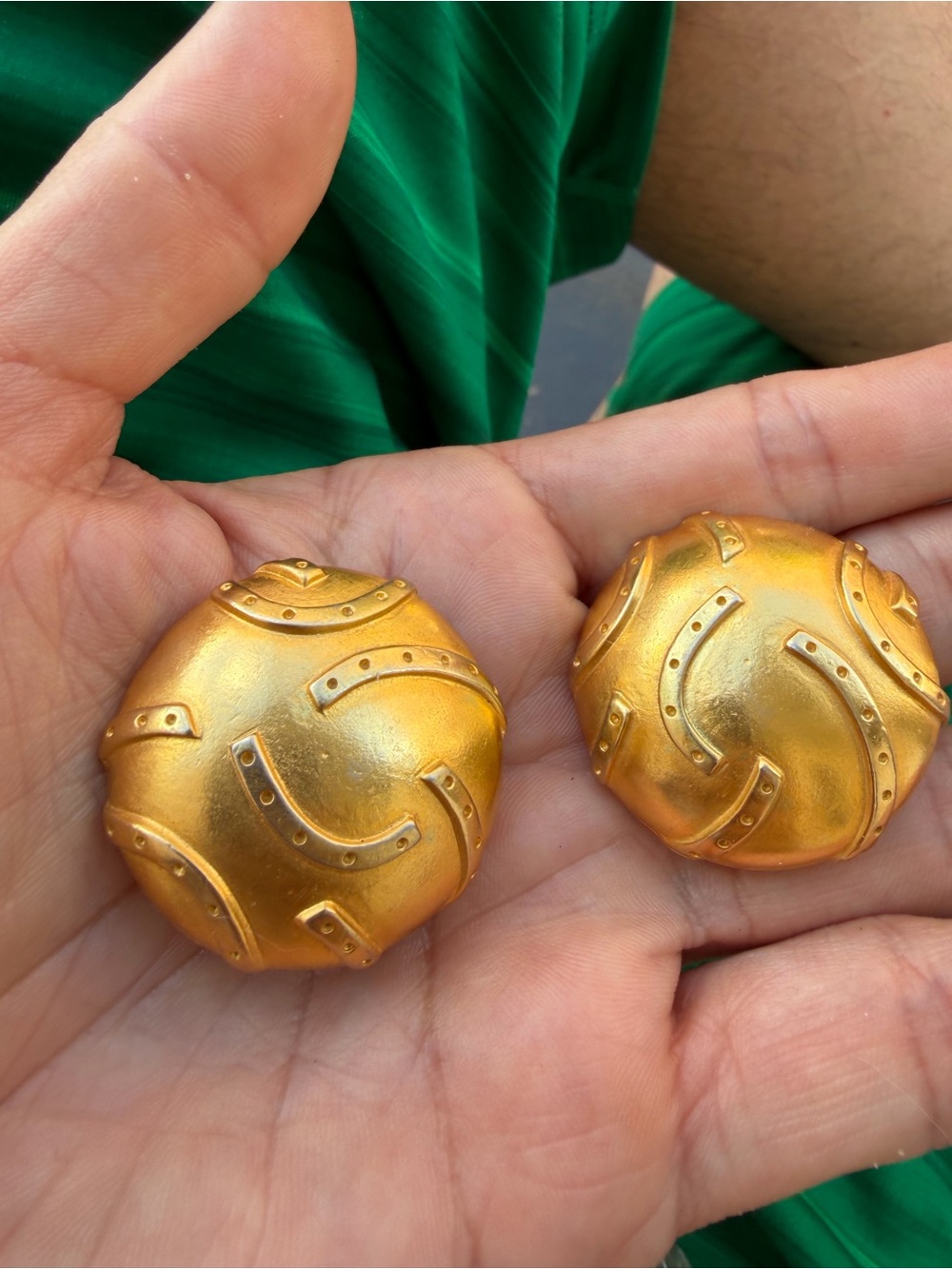 Vintage R. j Graziano Gold Tone Swirl Button Earrings